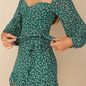 Reformation Floral Green Dress. Size 2.